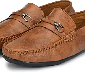 Evolite Men's Synthetic Leather Pull On Casual Shoes for Party Festivals Wear (Coffee); Size: 6-001