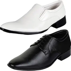 Vitoria Derby Shoes for Men | Shoes for Men with PU Sole | Comfortable & Lightweight |Durable & Trendy Design | Size : 8 | Color : Multicolor,VTR_301BkLaceRnd_VTR_2004_White_2S_8