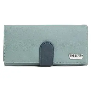 Fostelo Women's Faux Leather Two Fold Wallet (Grey) (Medium)