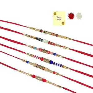 DMS RETAIL Multicolor Combo of 6 Dora Rakhi Set for Men with Roli Chawal Rakhi for Brother