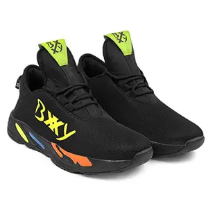 BXXY Men's Black Sports Running Shoes (725-Black-8)