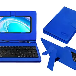 Acm Keyboard Case Compatible with Oneplus Nord Ce 2 Lite Mobile Flip Cover Stand Direct Plug & Play Device for Study & Gaming Blue