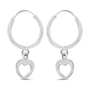 Nemichand Jewels Pure 925 Sterling Silver(Chandi) (Bali) Charm Earrings For women (Heart)