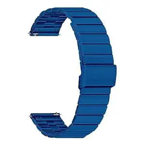 ACM Watch Strap Stainless Steel Metal 22mm compatible with Fossil Explorist Hr Ftw4018 Smartwatch Adjustable Belt Band Blue
