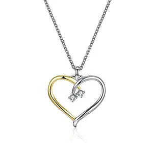 Yellow Chimes Heart Chain Pendant for Women Valentines Special Express Your Feelings Crystal Joining Hearts Chain Pendant for Girls & Women.