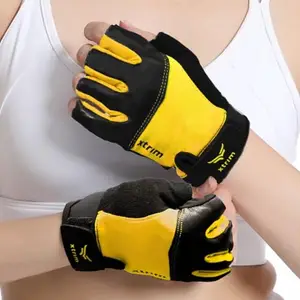 XTRIM Starlet Gym Gloves for Women with Wrist Support, Made by Women, Pullers, Quick and Easy Workout for Women, Weightlifting Gloves for Gym Workout and Training Exercise (Yellow), One Size