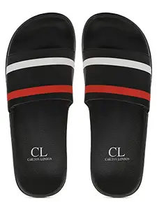 Carlton London Men's Sliders, BLACK RED, 9