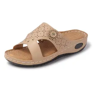 Denill Extra-Soft Comfortable & Stylish Slippers for women & Girl (Beige) Uk-7