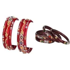 Somil Combo Bangle Set For Women | Traditional Daily Bangles | Perfect For Parties & Functions, Pack Of 10, Red, Maroon -D507