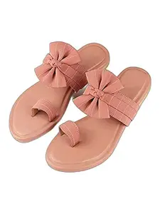 WalkTrendy Womens Synthetic Pink Open Toe Flats - 6 Uk (Wtwf40_Pink_39)
