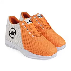 YUVRATO BAXI Men's Orange 3 Inch Hiddin Height Increasing/Elevator Mesh Material Sports Running Lace-Up Shoes-8 UK