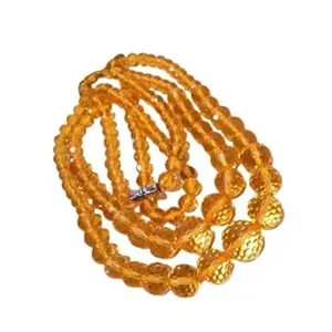 Stone GEMS Gallery Amazing Shinning Diamond Cut Sunehla Mala Transparent Pila Pathar Necklace for 13Th Anniversary सुनेला स्टोन ओरिजिनल Unique Collection Citrine Necklace Elegant Yellow Color
