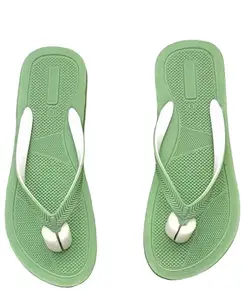 Feels Fly|Stylish Hawai Chappal|Comfortable Casual Slippers & Flip Flops for Women's & girls | (light green, 5)