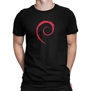 DUDEME Debian Linux Graphic T Shirt | Geek Half Sleeve T Shirt for Men | Coding T Shirt for Coders | Programmer T Shirt | Developer T Shirt | Round Neck Cotton T-Shirt (Navy, X-Large)
