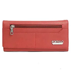 Fostelo Women's Faux Leather Two Fold Wallet (Red) (Medium)