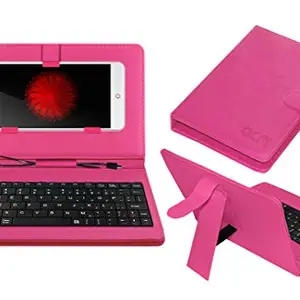 Acm Keyboard Case Compatible with Nubia Z11 Mini S Mobile Flip Cover Stand Direct Plug & Play Device for Study & Gaming Pink
