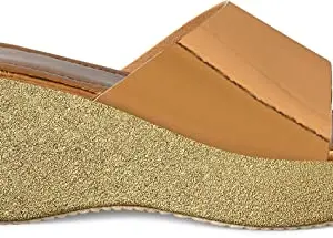 JM LOOKS Shimmer Wedges Heels Sandals For Womens & Girls MF-10-Copper-36-X