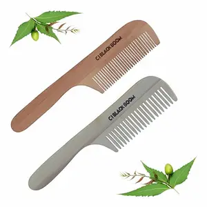 C I BLACK BOOM Combo2 is a testament to precision and aesthetics, offering a pair of premium organic green neem wooden combs tailored to suit diverse styling needs.
