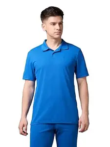 TECHNOSPORT Men Solid Polo T Shirt Slim Fit Short Sleeve Polyester Branded Tshirt for MenGym Workout Casual
