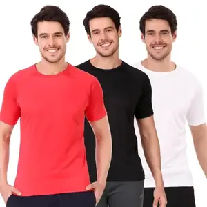 VECTOR X Self Design Men Round Neck T-Shirt 100% Polyerster (Pack of 3)