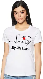 Women's Alphabetic Print Round Neck T-Shirt RI_New_WPRNT#D001_White_L