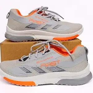 Sneha Enterprises Running & Gym Sports Shoes for Men (White-Orange, Numeric_7)