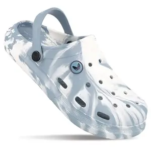 WALKAROO Men's Casual Stylish EVA Clogs with Adjustable Heel Strap WC8778 Grey Aqua