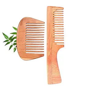 BODE - Kacchi Neem Comb, Wooden Comb | Hair Growth, Hairfall, Dandruff Control | Hair Straightening, Frizz Control | Comb for Men, Women | Treated with Neem Oil, Bhringraj & 17 Herbs (STYLE-5)