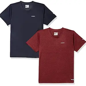 Charged Brisk-002 Melange Round Neck Sports T-Shirt Rust Size 2Xl And Charged Pulse-006 Checker Knitt Round Neck Sports T-Shirt Navy Size 2Xl