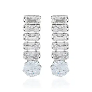 Memoir Silverplated CZ Imitation Diamond Stylish rich Dangler Earrings Women (ERJK2967)