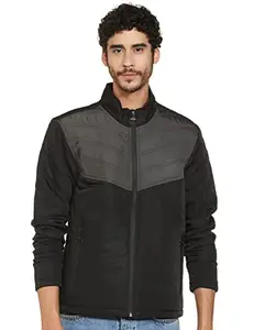 Numero Uno Men's Full Sleeve Casual Jacket (KMJKFZ9_Black/Grey_L)