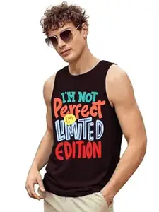 CHKOKKO Tank Tops Sleeveless T-Shirt for Men Gym Wear Vest Graphic Printed Stylish Round Neck Running Sando for Sports Workout Fitness & Casual or Beach Wear