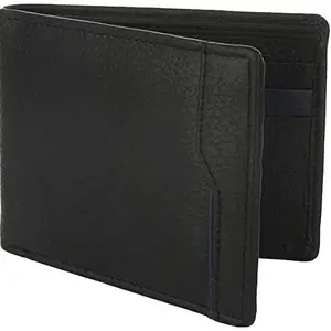 Vihaan Men Black Genuine Leather Wallet 6 Card Slot 2 Note Compartment