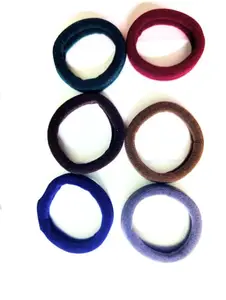 Hair Rubberbands, Hairties, Elastic Stretch long lasting, Colours as shown (Classic Solids), (Pack of 6)