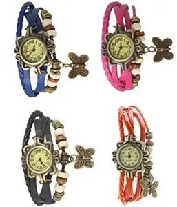 ITHANO Vintage Bracelet Watch for Women -Combo of 4WATCHES-Blue,Pink,Black,Orange