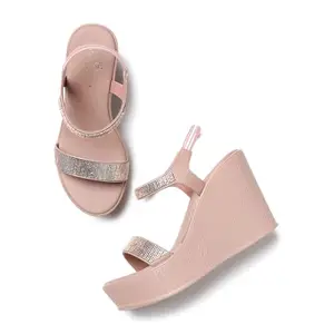 Marc Loire Women's Smart Casual Slip-On Platform Heel Sandal for All Occasion (Rose Gold, 5)