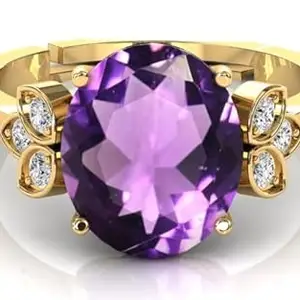 RRVGEM amethyst ring 7.50 Ratti Handcrafted Finger Ring With Beautifull Stone katela/jamuniya ring Gold Plated ring for Men and Women