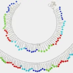 silver payal multicolour Alloy Anklet