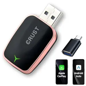 CRUST AutoLink W20 Car Wireless Android Auto & CarPlay Adapter Receiver - Convert Wired to Wireless. Plug & Play. Bluetooth + 5GHz WiFi. USB A/C. for Cars with OEM Wired Android Auto/CarPlay