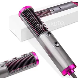 Shopadda 3in1 Hair Straightener Brush with Hair Dryer, Hot Hair Comb With Blow Dryer Brush Ceramic Ionic Hot Comb, New Generation 30S Fast Heating Iron Hair Straightener and Hair Dryer Brush, Silver