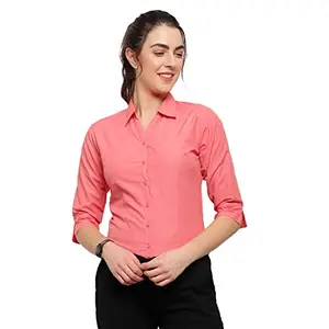 Blue Ronin Women 3/4 Sleeve Stylish Western Official Formal Shirts for Women Regular fit Shirts for Women (Carrot_S)