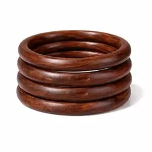 MyFirstLove By Yogita Elegant Handcrafted Chunky Wooden Bangle Bracelet Set for Women & Girls | Brown Chunky Stackable Bangles | Traditional & Fashion Jewelry | Size 2.4