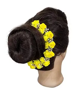 AASA Artificial Flower Hair Gajra, Bun Decoration Item, Pack of 1(Yellow)