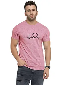 FASHION GALLERY Polycotton Half Sleeves T-Shirts for Men Pink