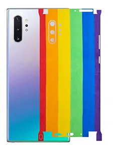 AtOdds - Samsung Galaxy Note 10 Plus Mobile Back Skin Rear Screen Guard Protector Film Wrap with Camera Protector (Coverage - Back+Camera+Sides) (Rainbow Stripes)