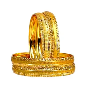 DMJ Premium Gold-Plated Handcrafted Trendy Bangles Jewellery for Women & Girl's (Set Of 4) (DBS418) (2.10)
