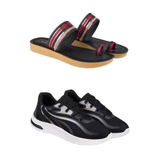 ZENWEAR Extra Soft Classic Casual wear with Flexibility Technology Heel Combo for Women's/Girl's(6144+2021)(7) Multicolor