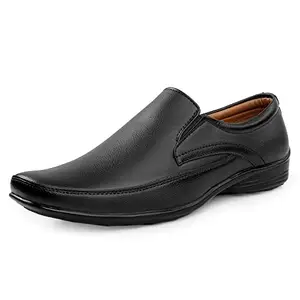 Kraasa Men Synthetic Leather Office Black Formal Shoes Slip On for Men Black UK 8
