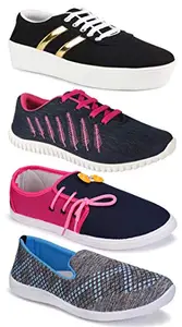 Shoefly Shoefly Multicolor (5045-1044-5026-11028) Women's Casual Sports Running Shoes 5 UK (Set of 4 Pair)
