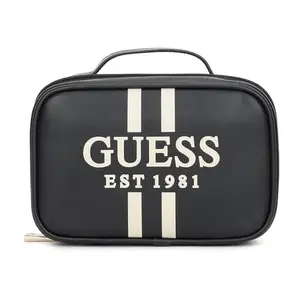 Guess Black Brand Logo Polyurethane Mildred Dual Travel Case